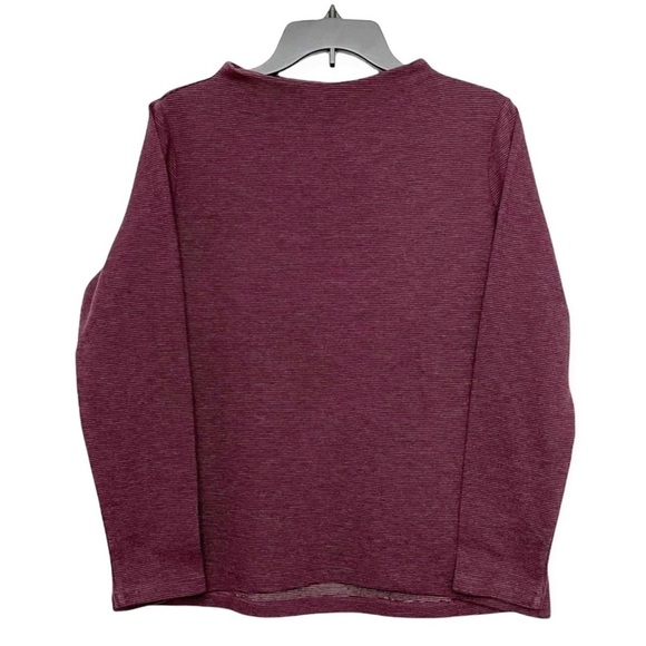 Lands End Women's Burgundy Boatneck Ribbed Knit Three Quarter‎ Sleeve Top - Picture 1 of 7
